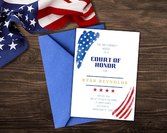 Customizable and Printable Water Color Court of Honor Invitation for Individual