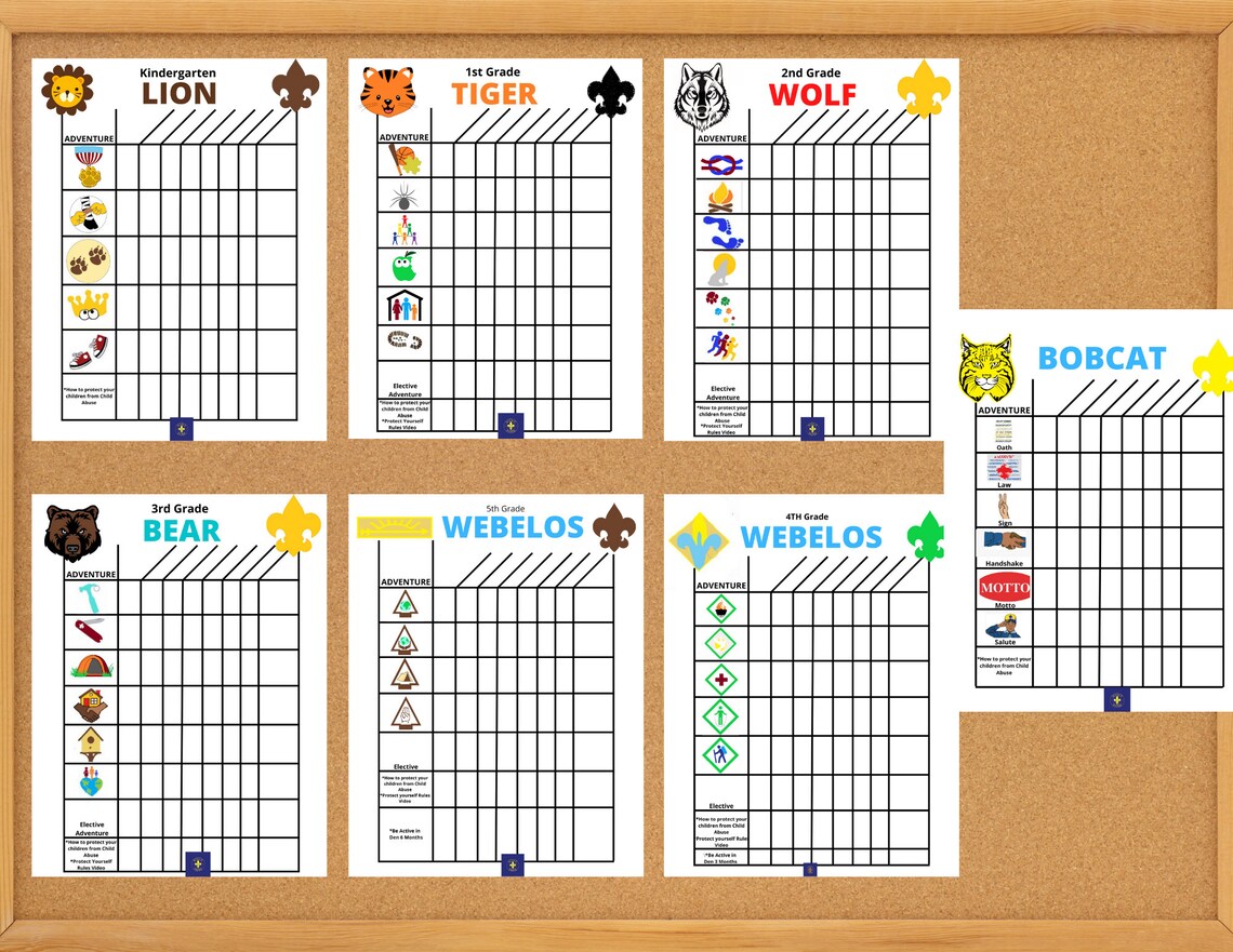 Cub Scout Rank Advancement Charts (Download Now) - Etsy