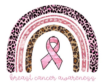 Breast Cancer Rainbow Awareness | Boho Rainbow | Animal Print | October Breast Cancer | Great gift idea | Survivor Rainbow |