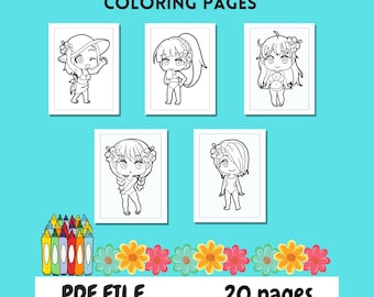 Chibi Girls Summer Fun Coloring Book | 20 Pages | Kawaii Girls | Chibi Girl Fun | Coloring Fun