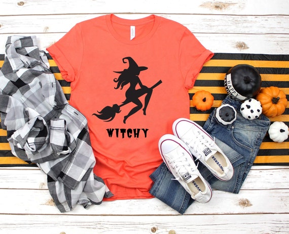 Witchy T Shirt | Halloween Shirt | Witch Riding Broom Shirt | Sexy Witch Shirt | Halloween Graphic Tee | Spooky Shirt | Halloween Gift