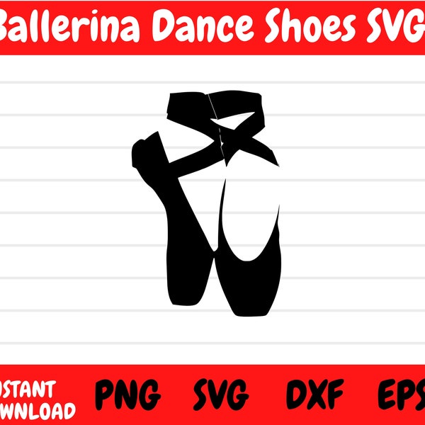 Ballerina Dance Shoes SVG | Black Silhouette |Ballerina Shoes SVG | Ballet Practice Shoes | Pointe Shoes | Ballet Flats | Dance Recital Gift