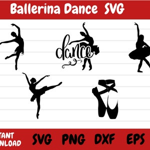 Ballerina Dance SVG | Ballet Silhouette SVG | Dancers | Dance SVG | Ballet Shoes | Black Silhouettes |