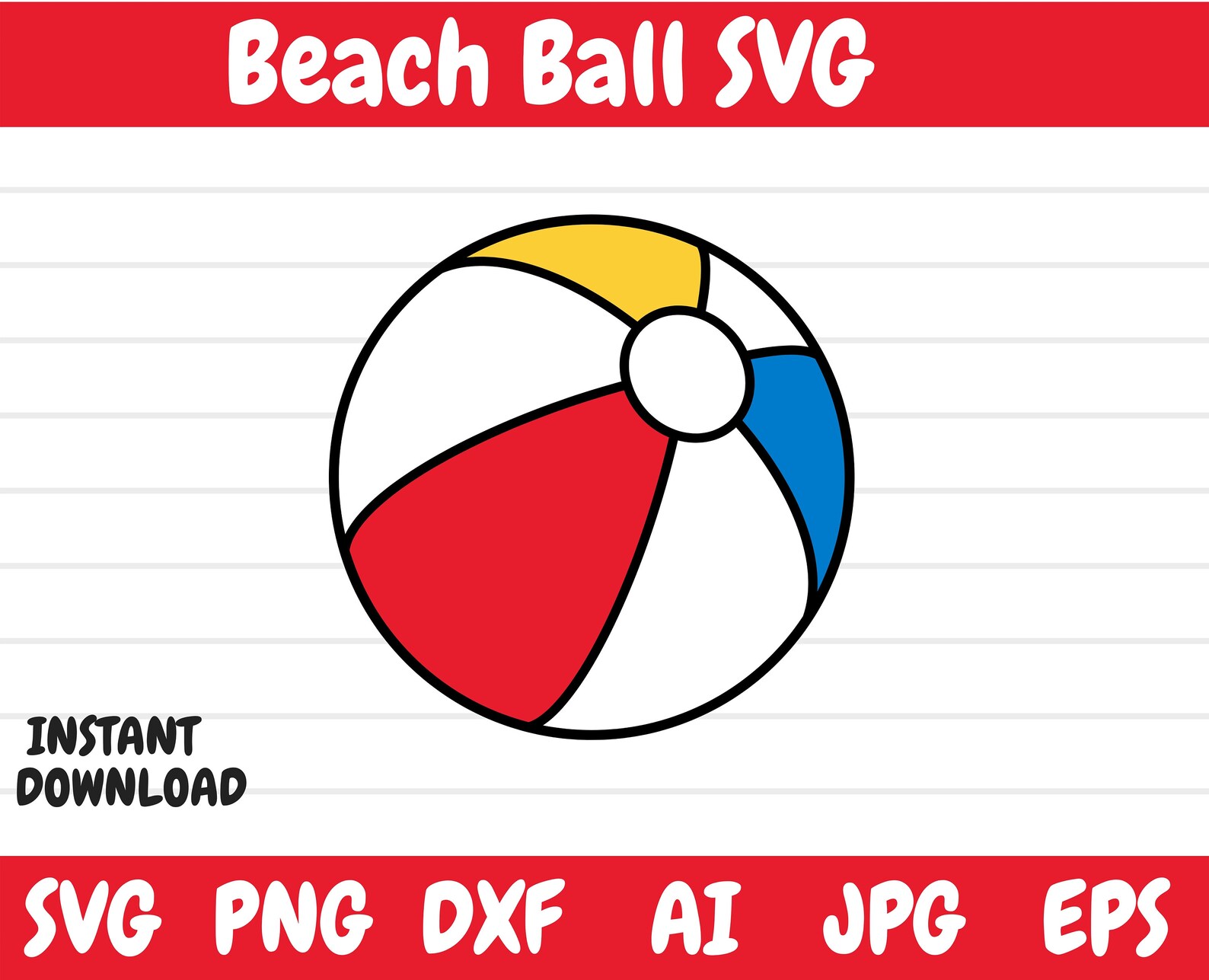 Beach Ball SVG Classic Beach Ball Fun Ball Summer Fun Pool Ball Etsy