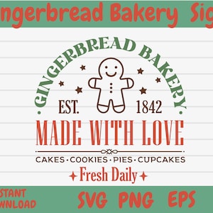 Lebkuchenbäckerei Made With Love Zeichen SVG | Weihnachten SVG | Lebkuchenschild | Bäckerei Schild SVG | Retro Weihnachtsschild | Weihnachtsgeschenk