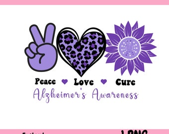 Alzheimer bewustzijn Boho Png | Alzheimermaand | Brain Awareness Maand | Paars