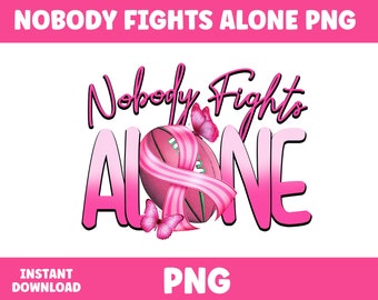 Niemand vecht alleen PNG | Bewustmaking van borstkanker | Voetbal | Strijder | Roze lint | Pink Out-dag | Oktober | Draag roze