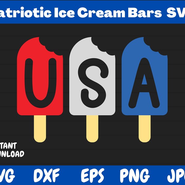 Patriotic Ice Cream Bars SVG | 4th of July SVG | Red White Cool | Ice Cream SVG | Independence Day | Popsicle Design | Kids Shirt Design|