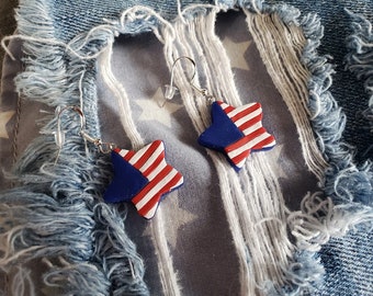 American Flag Star Earrings