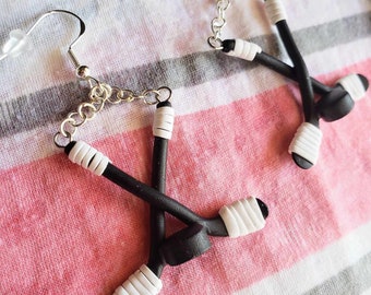 Customizable Team Color Hockey Sticks and Puck Earrings