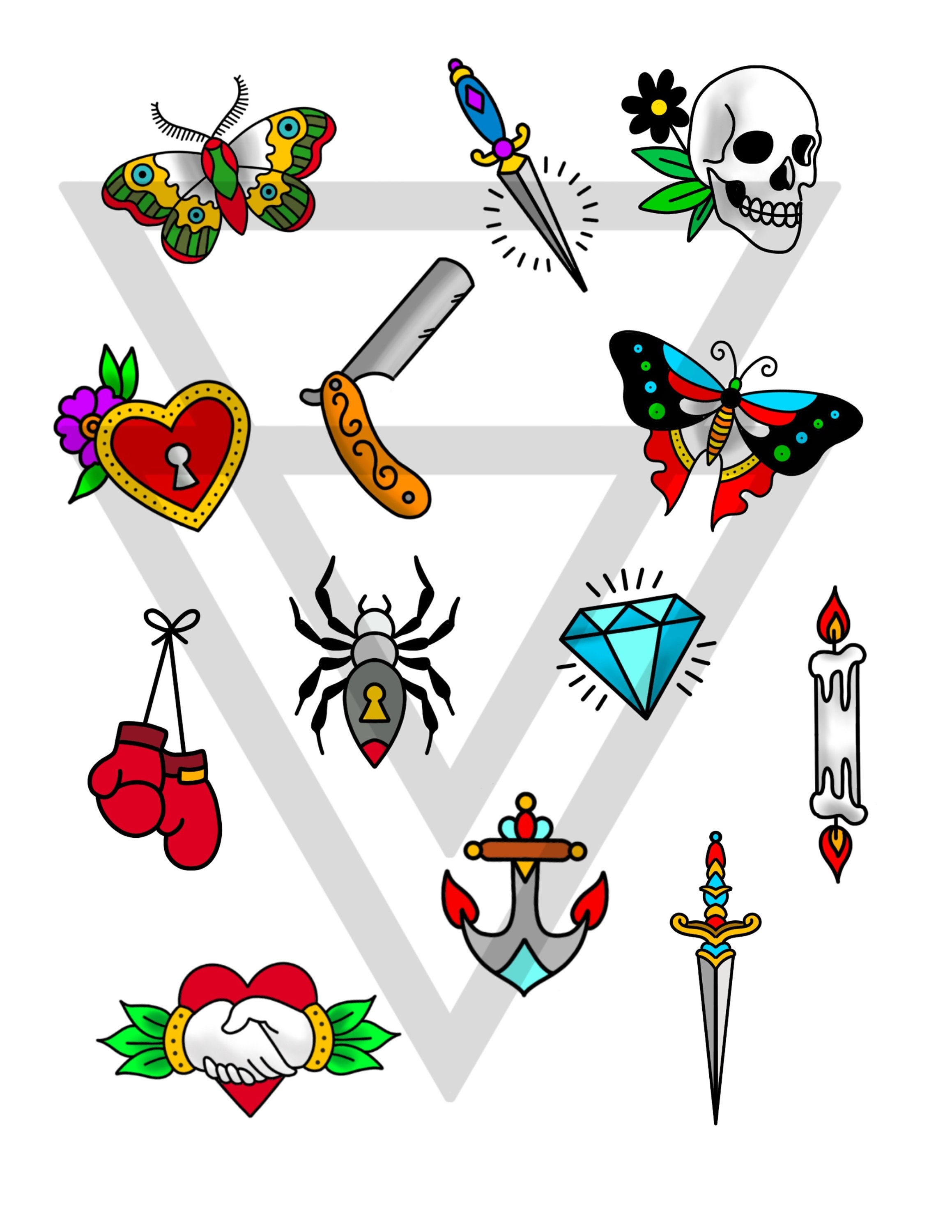 Traditional Tattoo Flash Sheet - Etsy Singapore