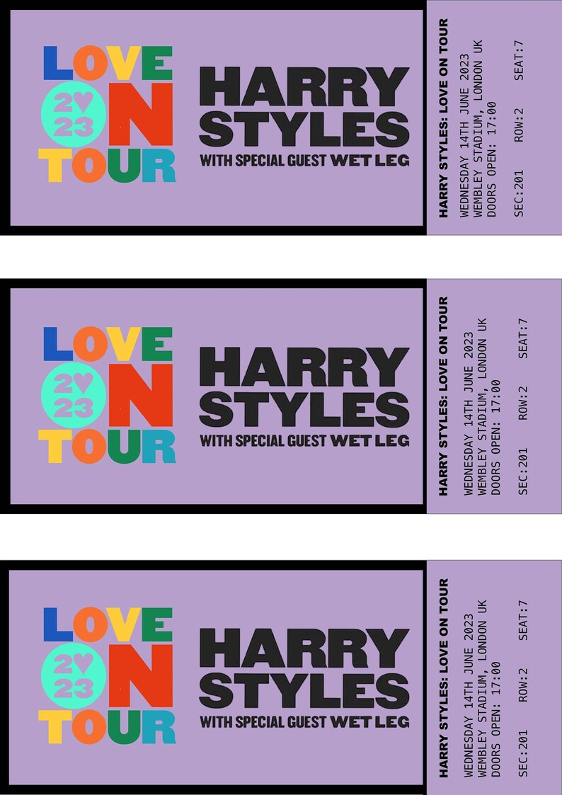 Harry Styles Love on Tour 2023 Memorabilia Tickets Etsy UK