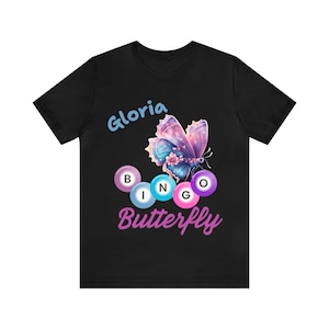 Personalized Bingo Butterfly  T-shirt - Custom Bingo Tee - Unisex Cotton Shirt - Personalized Gift for Bingo Lovers