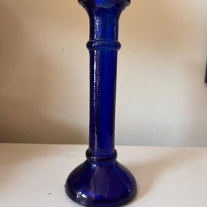 Vintage Cobalt Blue Glass Taper Candle Holder