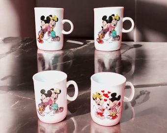 Walt Disney Mickey en Minnie mouse mokken jaren 90. Set van 4"