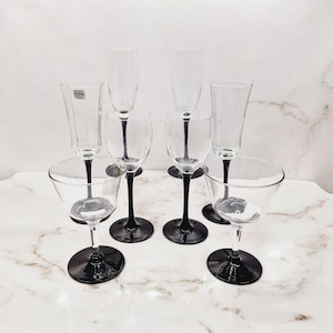 Luminarc wine glass set of 8 with black foot.