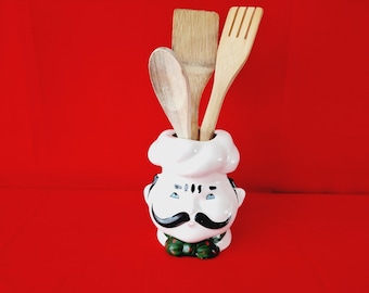 Ceramic italian chef kitchen server for wooden spoons. Unbranded