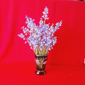 Bohemian Ruby red cut to clear flower vase, Ruby glass.