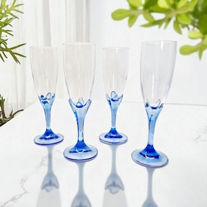 Rocco Bormioli champagneglazen met blauwe steel - set van 4 Italian Art Glass