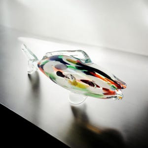 Vintage Murano multicolored blown glass art deco Fish.