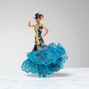 Miniature Spanish Flamenco Doll – Blue Lace Folk Art Souvenir