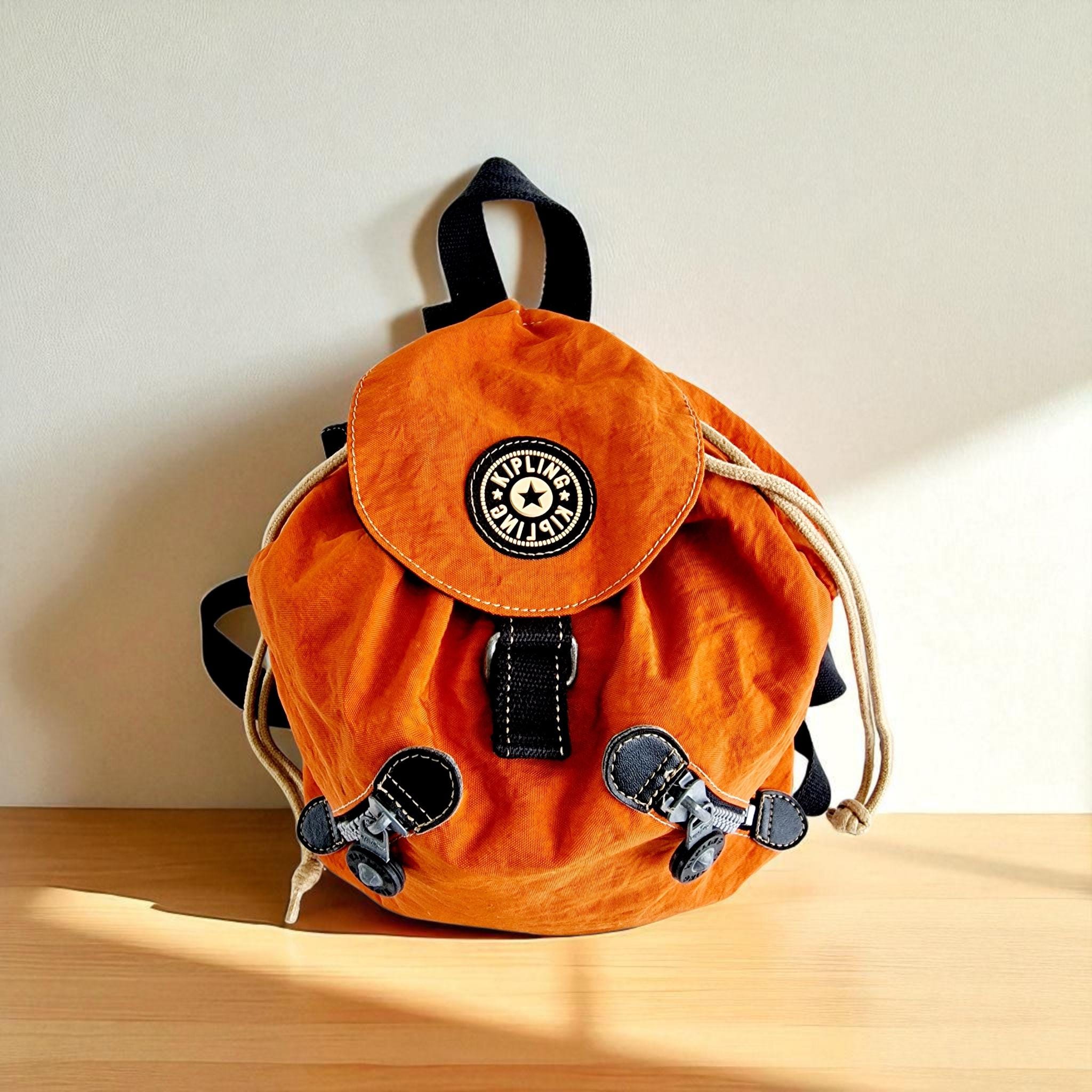 Vintage Orange Kipling Backpack, Medium Drawstring Style. - Etsy