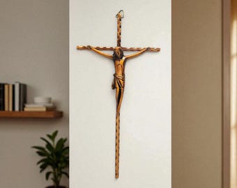 Vintage Metal Wall Crucifix – Catholic Religious Cross – Spiritual Decor