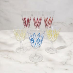 6 copas de vino vintage VMC Reims de color francés