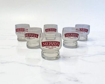 Merrys Irish Cream Liqueur Glasses – Set of 6 Vintage Barware