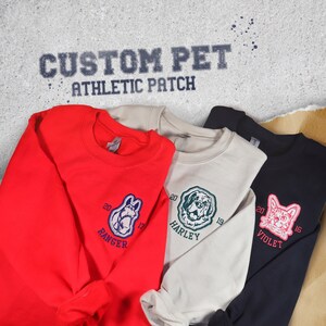 Athletic Patch Custom Embroidered Dog Sweatshirt Custom Dog Sweater Embroider Sweater Varsity Style College Sweater Etsy