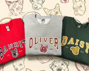 Varsity Custom Embroidered Dog Sweatshirt | Custom Dog Sweater | Embroider Sweater | Varsity Style | College Sweater