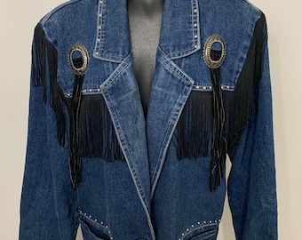 Next Move Denim Fringe Jacket