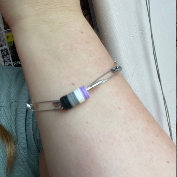 Asexual Flag Safety Pin Charm Bracelet