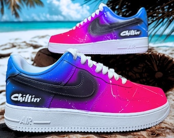 Zapatillas Air Force 1 con degradado personalizado: zapatillas AF1 fluorescentes pintadas a mano
