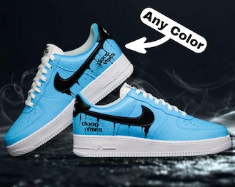 Zapatillas Nike Air Force 1 pintadas a mano - Azul claro Drip, Air Force 1 personalizadas