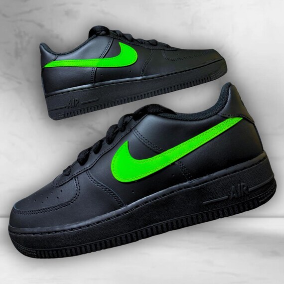 neon green and black af1