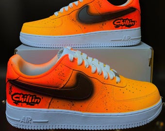 Neon UV light Custom Air Force 1 Style | Hand Painted Gradient Splatter Air Force 1 Sneakers | Personalized Name Air Force 1 shoes