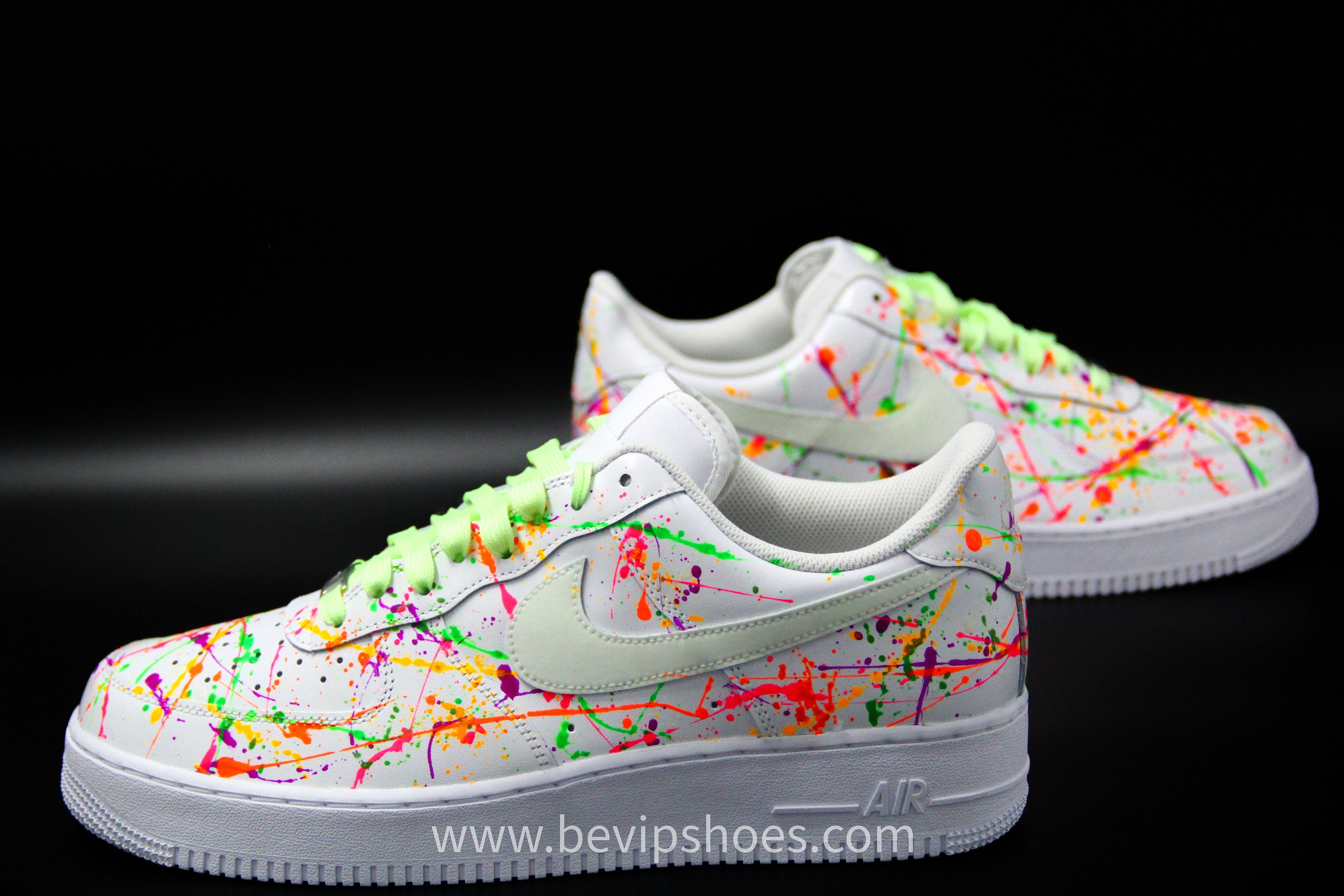 nike air force 1 low black shiny silver green glow