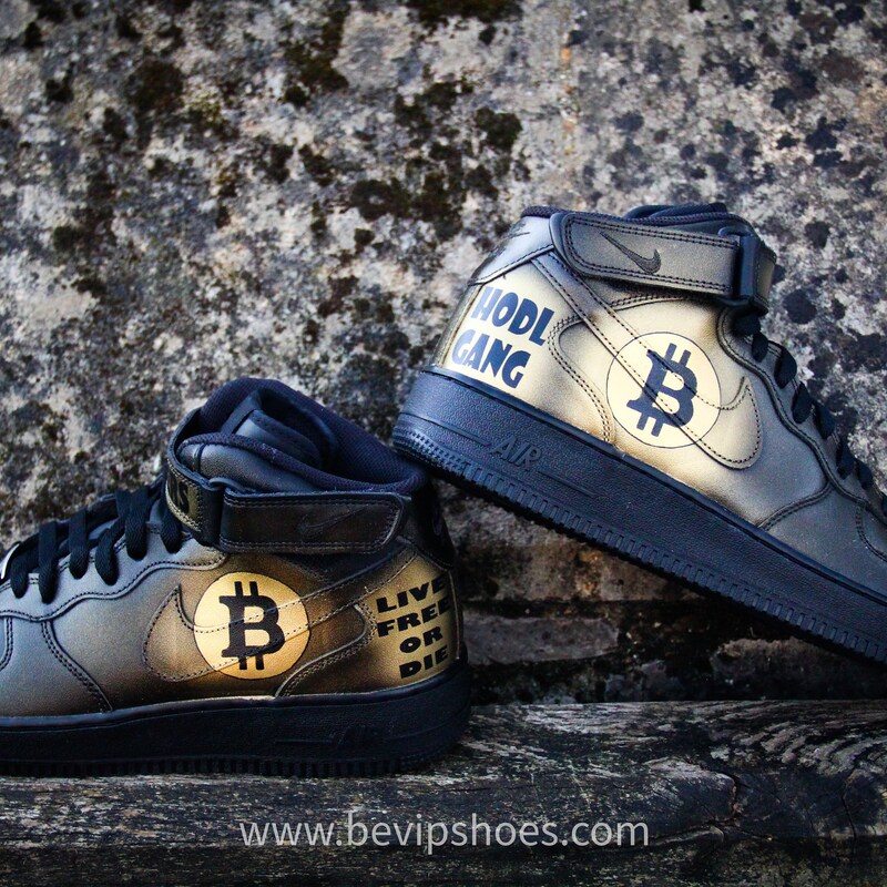 Bitcoin Cryptocurrency Pattern Print Black Sneaker Shoes For Men Women main image 1