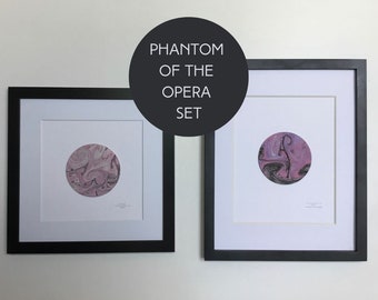 Art From Music- Phantom of the Opera Set- Melodious Ink- Original Art -Perfect Gift for Music Lover- FREE SHIPPING in US