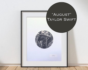 Original Art - August - Taylor Swift - Black and White Suminagashi Ink Painting- Made From Music