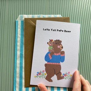 Cartão fofo e doce para o Dia dos Pais/Pai e filha/Cartão para pai e filho/Cartão para papai urso