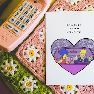 Carte d'anniversaire d'Homère et Marge pour mari/femme/petit ami/petite amie/couples des Simpson