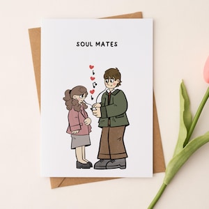 Tarjeta de aniversario para tu alma gemela, Jim y Pam Tarjeta de cumpleaños inspirada para tu otra mitad/esposo/esposa