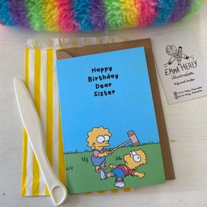 Cartão de aniversário para irmã/Bart e Lisa inspirados no cartão de aniversário dos Simpsons