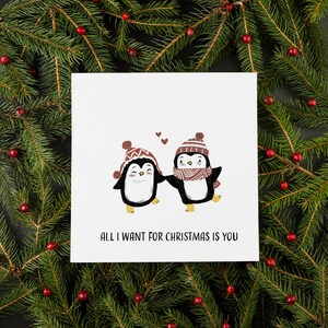 Leuke kerstpinguïns, kerstkaart voor een speciaal iemand, kerstkaart voor geliefde/vriendin/vriend.
