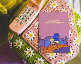 Tarjeta de Los Simpson para parejas, tarjeta de San Valentín para novio/novia