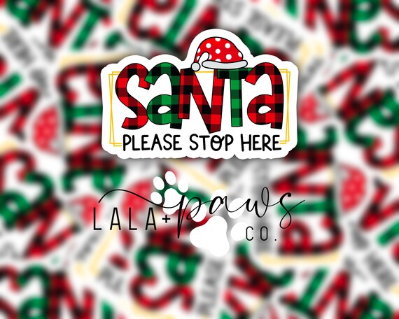 SANTA PLEASE STOP HERE SELF ADHESIVE STICKER LABEL GIFT CHRISTMAS #adm 