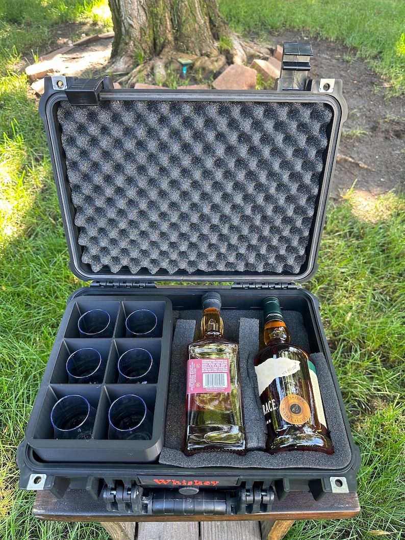 Whiskey/liquor Travel Case Glencairn Holder 2 Bottles - Etsy