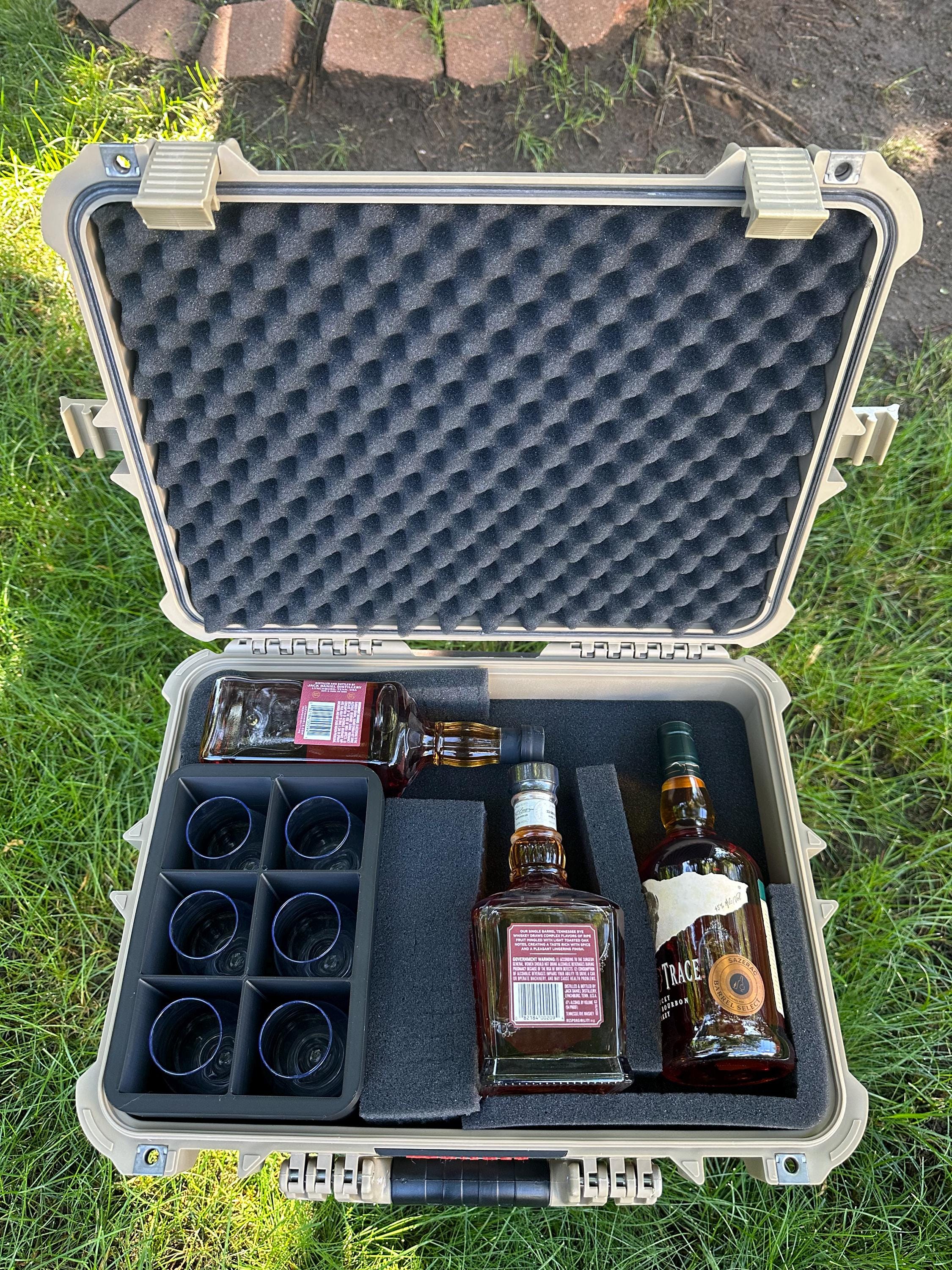 Whiskey/liquor Travel Case Glencairn Holder 3 Bottles - Etsy